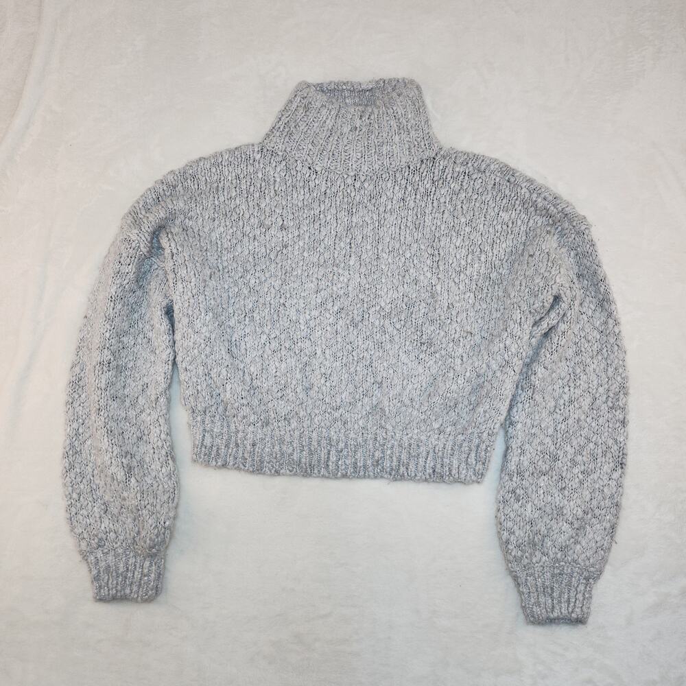 Vintage Y2k Hollister Sweater Womens Medium Gray Silver Knit Cropped Sparkly